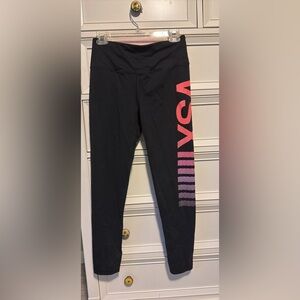 Victoria's Secret Sport Black Leggings with Neon Pink VSX